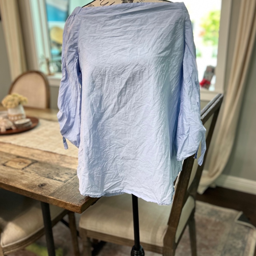 ✨J. MCLAUGHLIN NATASHA OFF THE SHOULDER BLOUSE 💙LIGHT BLUE-SIZE L✨ - Picture 5 of 15